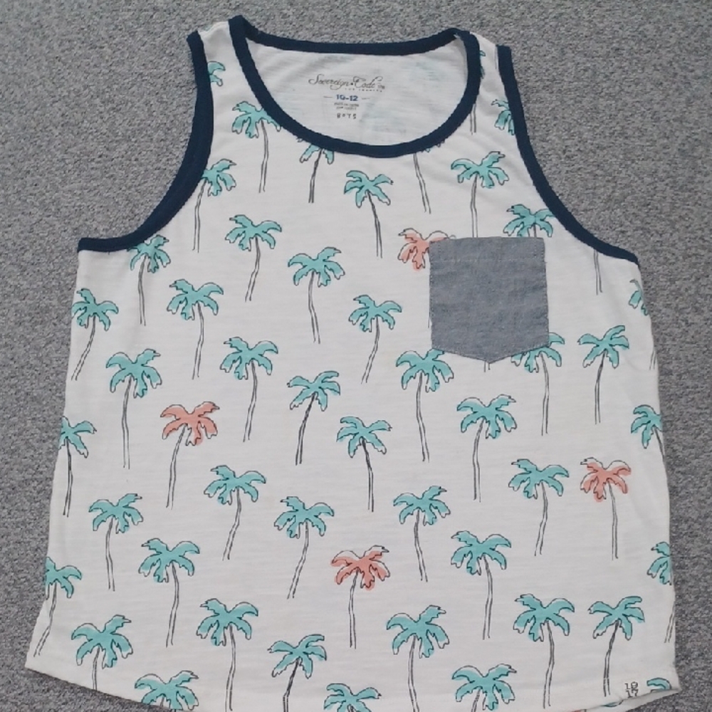 Sovereign Code Palm Tree Tank Top - White and Blue